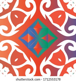 Ornamental talavera mexico tiles decor. Creative design. Vector seamless pattern frame. Red gorgeous flower folk print for linens, smartphone cases, scrapbooking, bags or T-shirts.