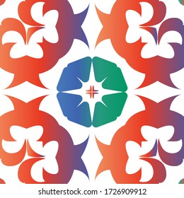 Ornamental talavera mexico tiles decor. Vector seamless pattern texture. Kitchen design. Red gorgeous flower folk print for linens, smartphone cases, scrapbooking, bags or T-shirts.