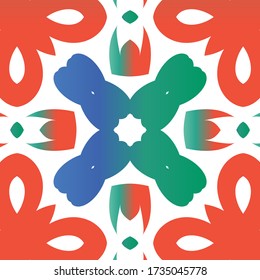 Ornamental talavera mexico tiles decor. Hand drawn design. Vector seamless pattern watercolor. Red gorgeous flower folk print for linens, smartphone cases, scrapbooking, bags or T-shirts.
