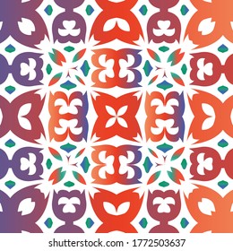 Ornamental talavera mexico tiles decor. Graphic design. Vector seamless pattern theme. Red gorgeous flower folk print for linens, smartphone cases, scrapbooking, bags or T-shirts.