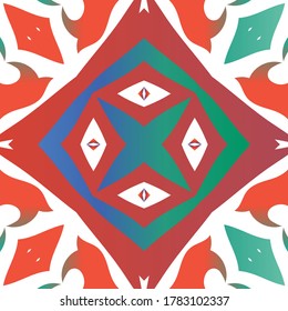 Ornamental talavera mexico tiles decor. Minimal design. Vector seamless pattern theme. Red gorgeous flower folk print for linens, smartphone cases, scrapbooking, bags or T-shirts.