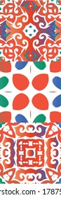 Ornamental talavera mexico tiles decor. Collection of vector seamless patterns. Hand drawn design. Red gorgeous flower folk prints for linens, smartphone cases, scrapbooking, bags or T-shirts.