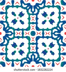 Ornamental talavera mexico tiles decor. Creative design. Vector seamless pattern elements. Red gorgeous flower folk print for linens, smartphone cases, scrapbooking, bags or T-shirts.