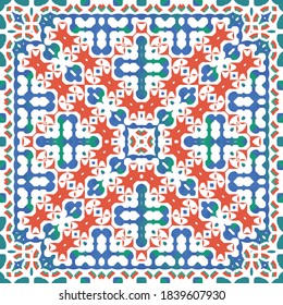 Ornamental talavera mexico tiles decor. Creative design. Vector seamless pattern elements. Red gorgeous flower folk print for linens, smartphone cases, scrapbooking, bags or T-shirts.