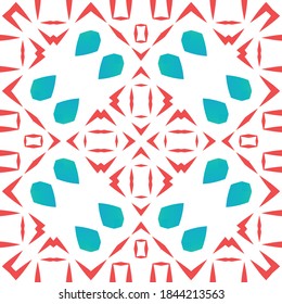 Ornamental talavera mexico tiles decor. Creative design. Vector seamless pattern elements. Red gorgeous flower folk print for linens, smartphone cases, scrapbooking, bags or T-shirts.