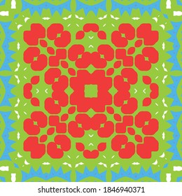 Ornamental talavera mexico tiles decor. Vector seamless pattern collage. Kitchen design. Red gorgeous flower folk print for linens, smartphone cases, scrapbooking, bags or T-shirts.