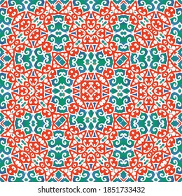 Ornamental talavera mexico tiles decor. Creative design. Vector seamless pattern elements. Red gorgeous flower folk print for linens, smartphone cases, scrapbooking, bags or T-shirts.