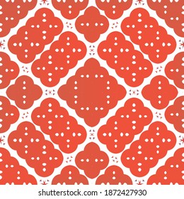 Ornamental talavera mexico tiles decor. Colored design. Vector seamless pattern flyer. Red gorgeous flower folk print for linens, smartphone cases, scrapbooking, bags or T-shirts.