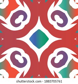 Ornamental talavera mexico tiles decor. Vector seamless pattern poster. Original design. Red gorgeous flower folk print for linens, smartphone cases, scrapbooking, bags or T-shirts.