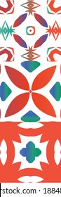 Ornamental talavera mexico tiles decor. Set of vector seamless patterns. Universal design. Red gorgeous flower folk prints for linens, smartphone cases, scrapbooking, bags or T-shirts.