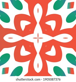Ornamental talavera mexico tiles decor. Universal design. Vector seamless pattern template. Red gorgeous flower folk print for linens, smartphone cases, scrapbooking, bags or T-shirts.