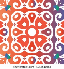 Ornamental talavera mexico tiles decor. Minimal design. Vector seamless pattern collage. Red gorgeous flower folk print for linens, smartphone cases, scrapbooking, bags or T-shirts.