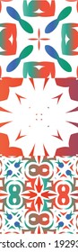 Ornamental talavera mexico tiles decor. Minimal design. Collection of vector seamless patterns. Red gorgeous flower folk prints for linens, smartphone cases, scrapbooking, bags or T-shirts.