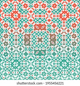 Ornamental talavera mexico tiles decor. Original design. Vector seamless pattern concept. Red gorgeous flower folk print for linens, smartphone cases, scrapbooking, bags or T-shirts.