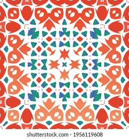 Ornamental talavera mexico tiles decor. Hand drawn design. Vector seamless pattern frame. Red gorgeous flower folk print for linens, smartphone cases, scrapbooking, bags or T-shirts.