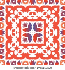 Ornamental talavera mexico tiles decor. Creative design. Vector seamless pattern watercolor. Red gorgeous flower folk print for linens, smartphone cases, scrapbooking, bags or T-shirts.
