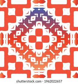 Ornamental talavera mexico tiles decor. Vector seamless pattern illustration. Stylish design. Red gorgeous flower folk print for linens, smartphone cases, scrapbooking, bags or T-shirts.