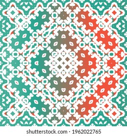 Ornamental talavera mexico tiles decor. Original design. Vector seamless pattern concept. Red gorgeous flower folk print for linens, smartphone cases, scrapbooking, bags or T-shirts.
