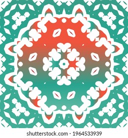 Ornamental talavera mexico tiles decor. Original design. Vector seamless pattern concept. Red gorgeous flower folk print for linens, smartphone cases, scrapbooking, bags or T-shirts.