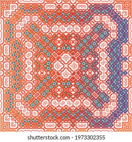 Ornamental talavera mexico tiles decor. Stylish design. Vector seamless pattern poster. Red gorgeous flower folk print for linens, smartphone cases, scrapbooking, bags or T-shirts.