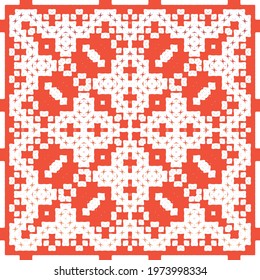 Ornamental talavera mexico tiles decor. Vector seamless pattern illustration. Stylish design. Red gorgeous flower folk print for linens, smartphone cases, scrapbooking, bags or T-shirts.