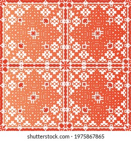 Ornamental talavera mexico tiles decor. Hand drawn design. Vector seamless pattern frame. Red gorgeous flower folk print for linens, smartphone cases, scrapbooking, bags or T-shirts.
