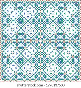 Ornamental talavera mexico tiles decor. Modern design. Vector seamless pattern elements. Red gorgeous flower folk print for linens, smartphone cases, scrapbooking, bags or T-shirts.
