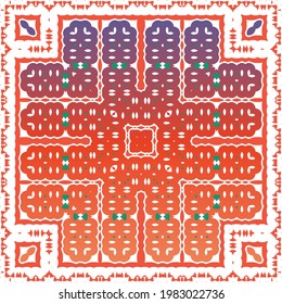 Ornamental talavera mexico tiles decor. Stylish design. Vector seamless pattern poster. Red gorgeous flower folk print for linens, smartphone cases, scrapbooking, bags or T-shirts.
