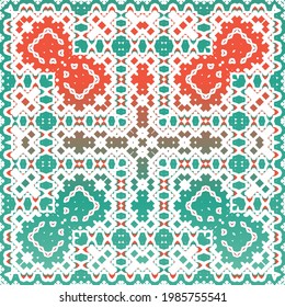 Ornamental talavera mexico tiles decor. Original design. Vector seamless pattern concept. Red gorgeous flower folk print for linens, smartphone cases, scrapbooking, bags or T-shirts.