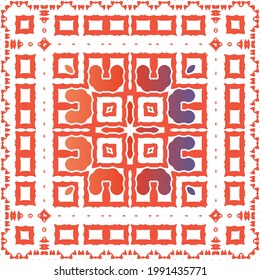 Ornamental talavera mexico tiles decor. Stylish design. Vector seamless pattern poster. Red gorgeous flower folk print for linens, smartphone cases, scrapbooking, bags or T-shirts.