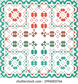 Ornamental talavera mexico tiles decor. Original design. Vector seamless pattern concept. Red gorgeous flower folk print for linens, smartphone cases, scrapbooking, bags or T-shirts.