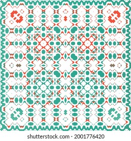 Ornamental talavera mexico tiles decor. Original design. Vector seamless pattern concept. Red gorgeous flower folk print for linens, smartphone cases, scrapbooking, bags or T-shirts.