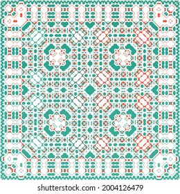 Ornamental talavera mexico tiles decor. Original design. Vector seamless pattern concept. Red gorgeous flower folk print for linens, smartphone cases, scrapbooking, bags or T-shirts.
