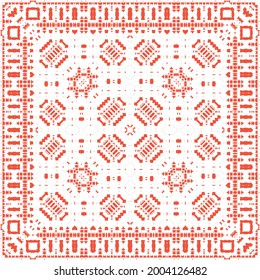 Ornamental talavera mexico tiles decor. Stylish design. Vector seamless pattern poster. Red gorgeous flower folk print for linens, smartphone cases, scrapbooking, bags or T-shirts.