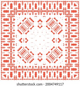 Ornamental talavera mexico tiles decor. Stylish design. Vector seamless pattern poster. Red gorgeous flower folk print for linens, smartphone cases, scrapbooking, bags or T-shirts.