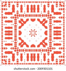 Ornamental talavera mexico tiles decor. Stylish design. Vector seamless pattern poster. Red gorgeous flower folk print for linens, smartphone cases, scrapbooking, bags or T-shirts.