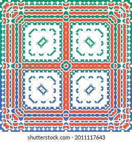 Ornamental talavera mexico tiles decor. Vector seamless pattern theme. Kitchen design. Red gorgeous flower folk print for linens, smartphone cases, scrapbooking, bags or T-shirts.