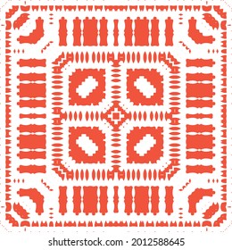 Ornamental talavera mexico tiles decor. Stylish design. Vector seamless pattern poster. Red gorgeous flower folk print for linens, smartphone cases, scrapbooking, bags or T-shirts.