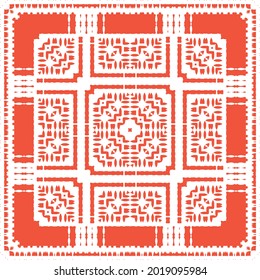 Ornamental talavera mexico tiles decor. Stylish design. Vector seamless pattern poster. Red gorgeous flower folk print for linens, smartphone cases, scrapbooking, bags or T-shirts.