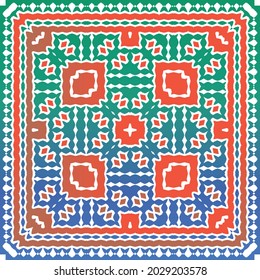 Ornamental talavera mexico tiles decor. Vector seamless pattern theme. Kitchen design. Red gorgeous flower folk print for linens, smartphone cases, scrapbooking, bags or T-shirts.