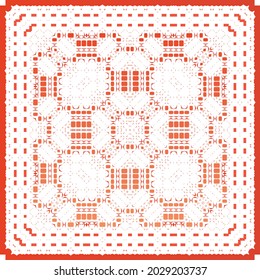 Ornamental talavera mexico tiles decor. Hand drawn design. Vector seamless pattern frame. Red gorgeous flower folk print for linens, smartphone cases, scrapbooking, bags or T-shirts.