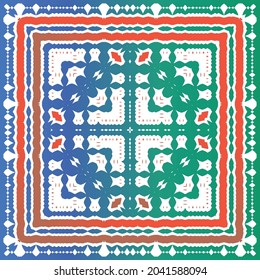 Ornamental talavera mexico tiles decor. Vector seamless pattern theme. Kitchen design. Red gorgeous flower folk print for linens, smartphone cases, scrapbooking, bags or T-shirts.
