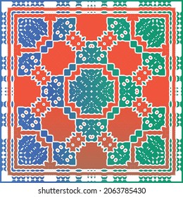 Ornamental talavera mexico tiles decor. Vector seamless pattern theme. Kitchen design. Red gorgeous flower folk print for linens, smartphone cases, scrapbooking, bags or T-shirts.