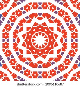 Ornamental talavera mexico tiles decor. Vector seamless pattern collage. Fashionable design. Red gorgeous flower folk print for linens, smartphone cases, scrapbooking, bags or T-shirts.