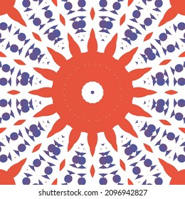 Ornamental talavera mexico tiles decor. Graphic design. Vector seamless pattern arabesque. Red gorgeous flower folk print for linens, smartphone cases, scrapbooking, bags or T-shirts.