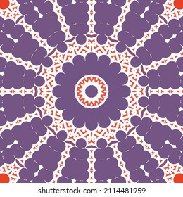 Ornamental talavera mexico tiles decor. Graphic design. Vector seamless pattern illustration. Red gorgeous flower folk print for linens, smartphone cases, scrapbooking, bags or T-shirts.