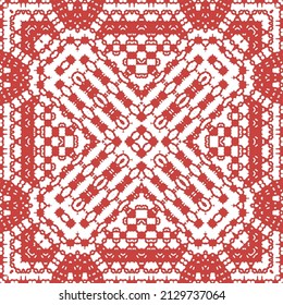 Ornamental talavera mexico tiles decor. Vector seamless pattern collage. Fashionable design. Red gorgeous flower folk print for linens, smartphone cases, scrapbooking, bags or T-shirts.