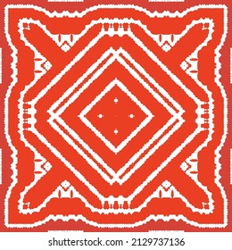 Ornamental talavera mexico tiles decor. Vector seamless pattern flyer. Minimal design. Red gorgeous flower folk print for linens, smartphone cases, scrapbooking, bags or T-shirts.