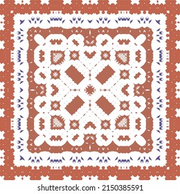 Ornamental talavera mexico tiles decor. Graphic design. Vector seamless pattern arabesque. Red gorgeous flower folk print for linens, smartphone cases, scrapbooking, bags or T-shirts.
