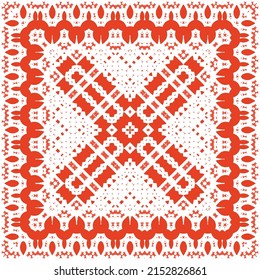 Ornamental talavera mexico tiles decor. Graphic design. Vector seamless pattern illustration. Red gorgeous flower folk print for linens, smartphone cases, scrapbooking, bags or T-shirts.